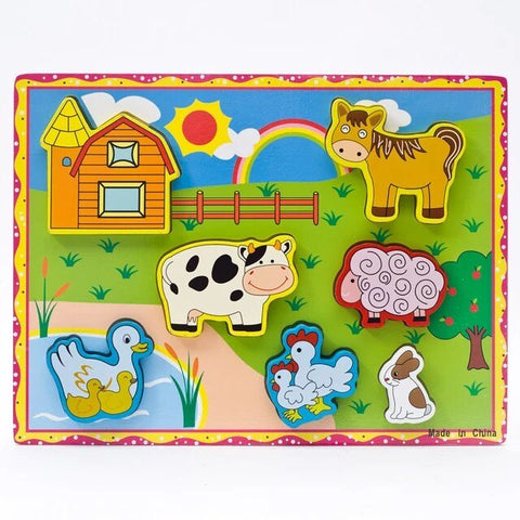 Wooden Chunky A+ qulaity puzzle boardds for toddlers -  Farm animals Design 1 - EKT2406