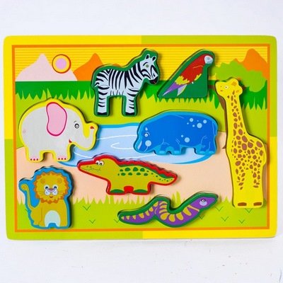 Wooden Chunky A+ qulaity puzzle boardds for toddlers - Wild animals design 2 - EKT2410