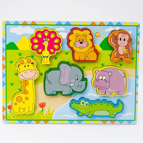 Wooden Chunky A+ qulaity puzzle boardds for toddlers - Wild animals design 3 - EKT2411