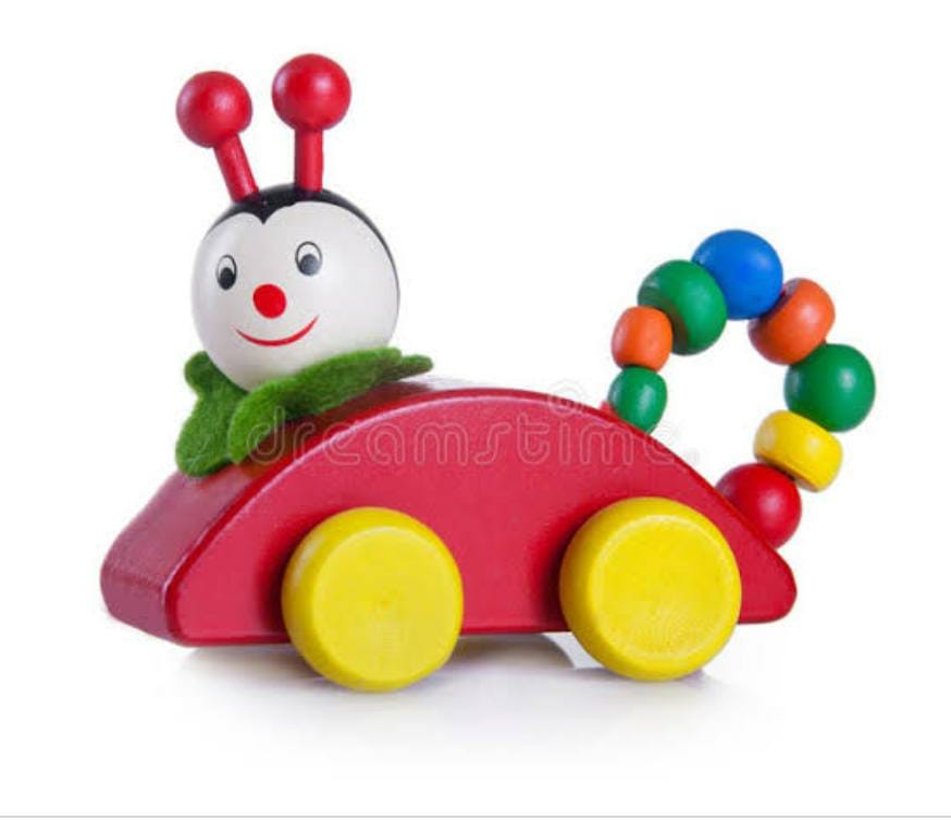 Wooden Pull Along for kids - random design and colo will be shipped - EKT2421