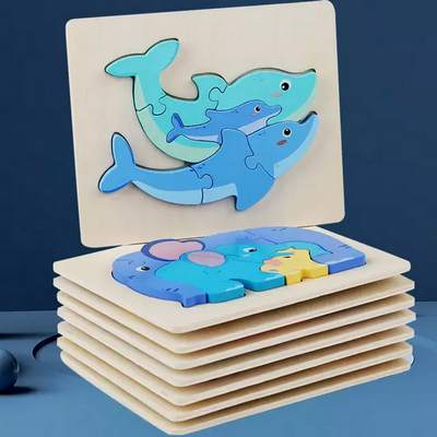 Wooden Family Puzzle for kids - 1 pc random design will be shipped - EKT2422