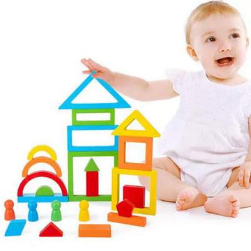 Wooen rainbow Blocks puzzle game - 1 Pc Random Design Will be shipped - EKT2440