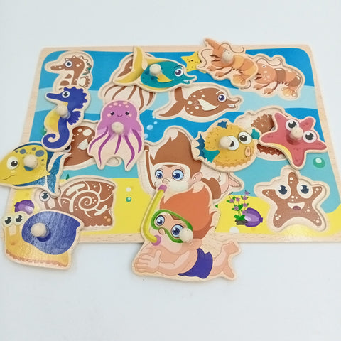 Wooden Peg Boards -A+ qulaity -  - SEA ANIMALS 2 - EKT2454