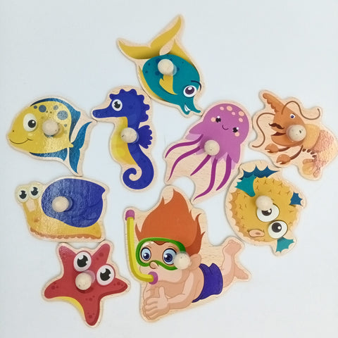 Wooden Peg Boards -A+ qulaity -  - SEA ANIMALS 2 - EKT2454