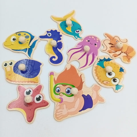 Wooden Peg Boards -A+ qulaity -  - SEA ANIMALS 2 - EKT2454