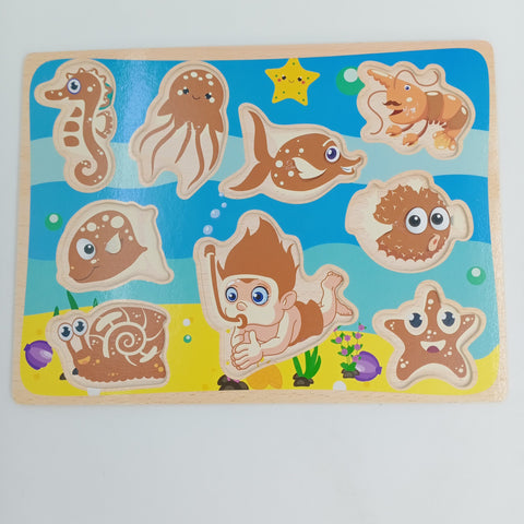 Wooden Peg Boards -A+ qulaity -  - SEA ANIMALS 2 - EKT2454