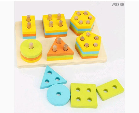 Wooden six set shape sorter - colorful - EKT2459