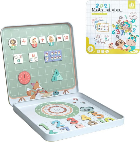 Wooden magnetic sticker puzzle with tin storage box - travel friendly -  - MATHEMATICIAN - EKT2489