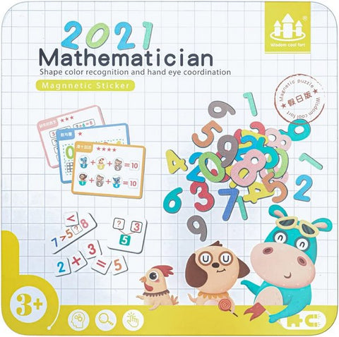 Wooden magnetic sticker puzzle with tin storage box - travel friendly -  - MATHEMATICIAN - EKT2489