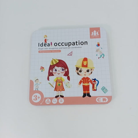 Wooden magnetic sticker puzzle with tin storage box - travel friendly -  - IDEAL OCCUPATION - EKT2490