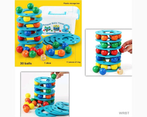 Wooden Rainbow ball tower for kids - EKT2493