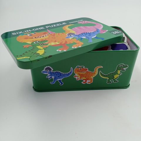 Wooden 6 in one puzzle -  - DINOSAUR - EKT2495