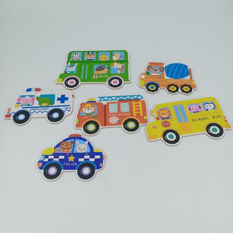 Wooden 6 in 1 pattern puzzle box -  - TRANSPORT - EKT2503