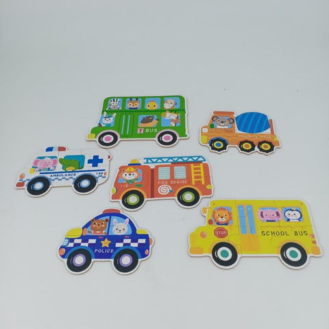 Wooden 6 in 1 pattern puzzle box -  - TRANSPORT - EKT2503