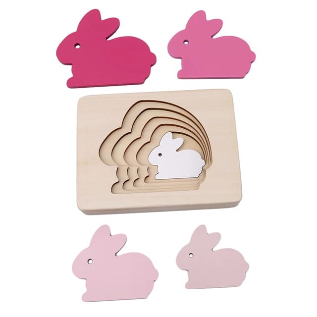 Wooden Five layer puzzle for kids -  - RABBIT - EKT2512