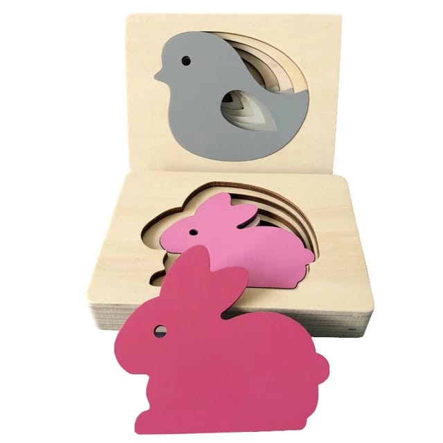Wooden Five layer puzzle for kids -  - RABBIT - EKT2512