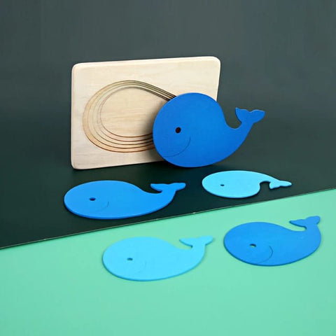 Wooden Five layer puzzle for kids -  - BLUE WHALE - EKT2514