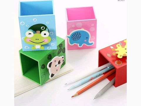 Wooden cartoon animal pen holder - 1 pc  random colors will be shipped - EKT2530