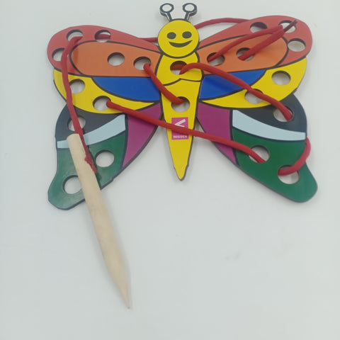 Wooden butterfly lacing toy - - EKT2533