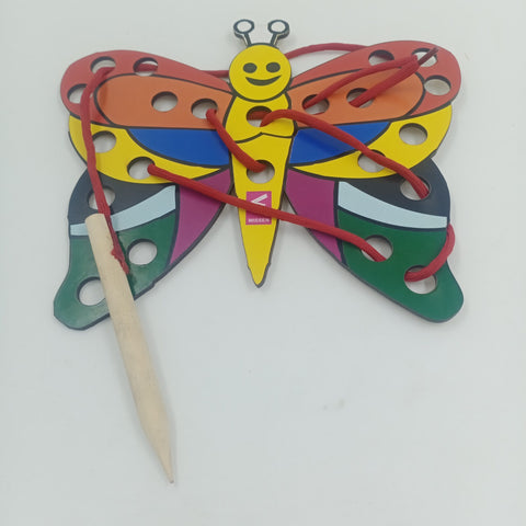 Wooden butterfly lacing toy - - EKT2533