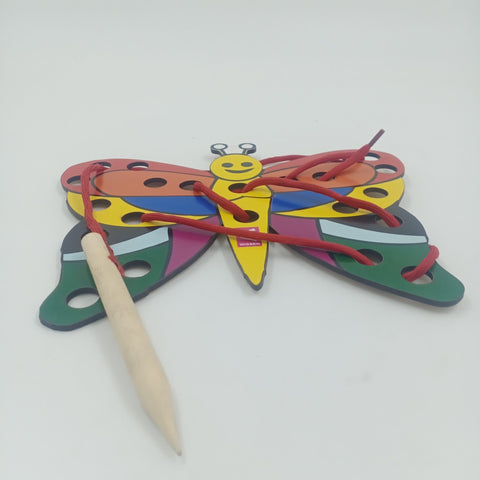 Wooden butterfly lacing toy - - EKT2533