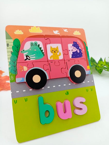 Wooden Zigsaw Puzzle Bus - EKT2618
