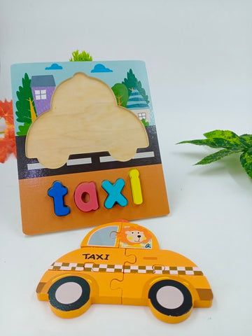 Wooden Zigsaw Puzzle Taxi - EKT2626