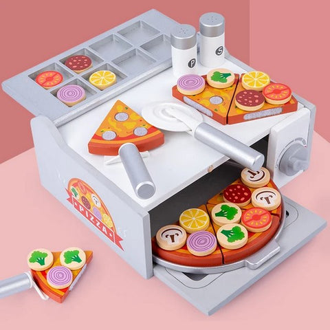 Montessori wooden Pretend play Pizza oven set - EKT2685