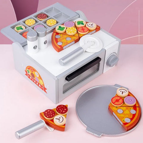 Montessori wooden Pretend play Pizza oven set - EKT2685