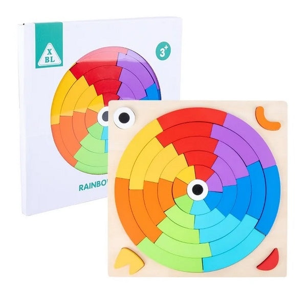 Wooden Rainbow puzzle with 15 reference cards - EKT2693