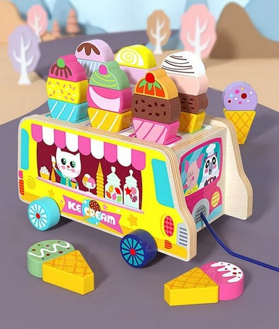 Wooden Ice cream cart toys - EKT2694