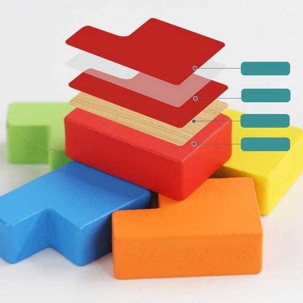 Wooden Tetris Cube 1pc Random Design will be shipped  - EKT2705