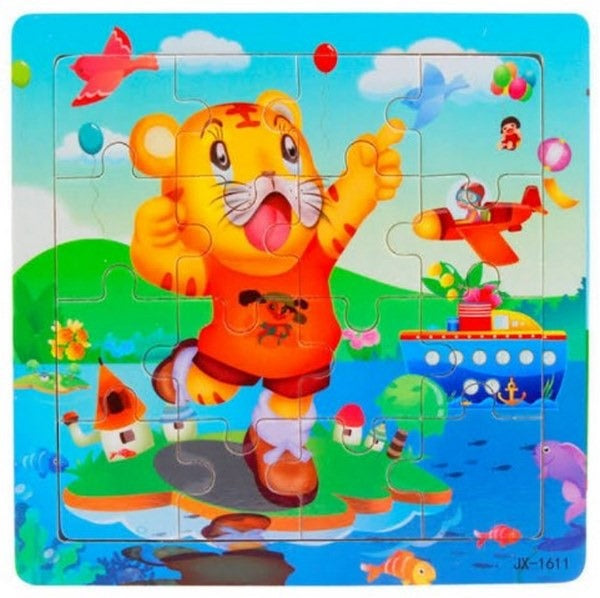 Wooden 16-Piece Jigsaw Puzzle - Problem-Solving Game