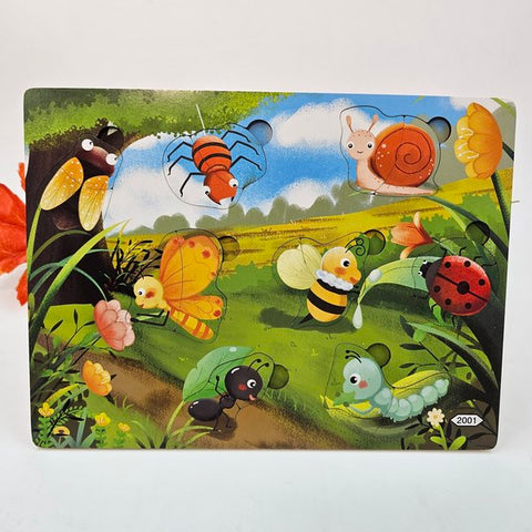 Wooden 2pc puzzle board insects - EKT2717