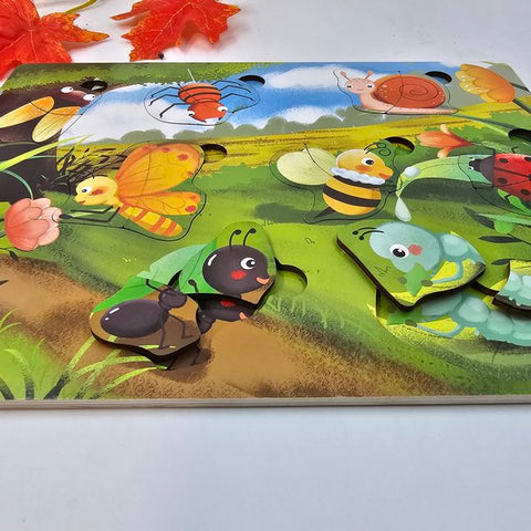 Wooden 2pc puzzle board insects - EKT2717