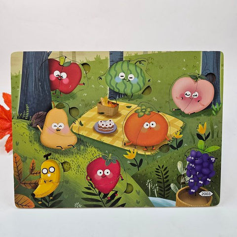 Wooden 2pc puzzle board fruits - EKT2718