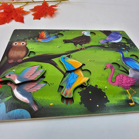 Wooden 2pc puzzle board birds - EKT2720