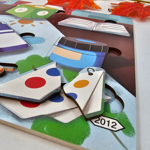 Wooden 2pc puzzle board painting kit - 1 Pc Random Design Will be shipped - EKT2722