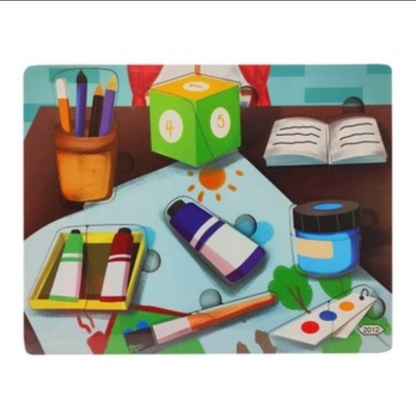 Wooden 2pc puzzle board painting kit - 1 Pc Random Design Will be shipped - EKT2722