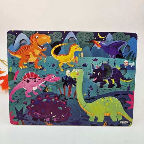 Wooden 2pc puzzle board dinosaurs - EKT2727