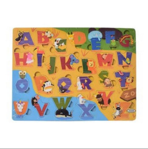 Wooden 1pc puzzle board alphabat with animals - EKT2729