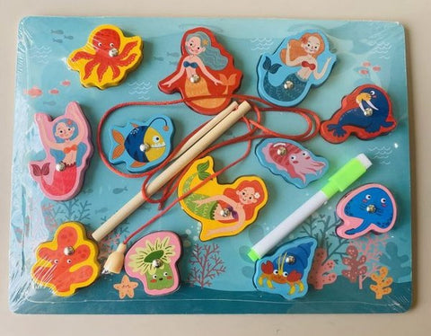 Wooden magnetic lacing board sea creatures - EKT2748
