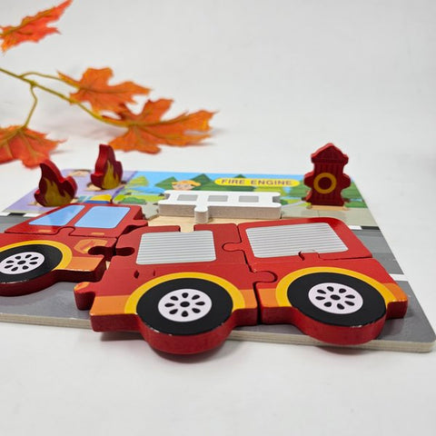 Wooden jigsaw puzzle fire engine - EKT2754
