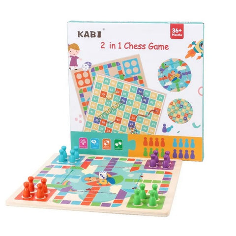 Wooden 2 in 1 chess game  - EKT2788