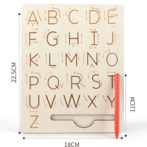 Wooden Alphabet Tracing Board with Pencil Carrier