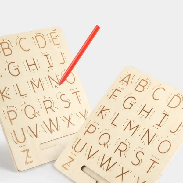 Wooden Alphabet Tracing Board with Pencil Carrier