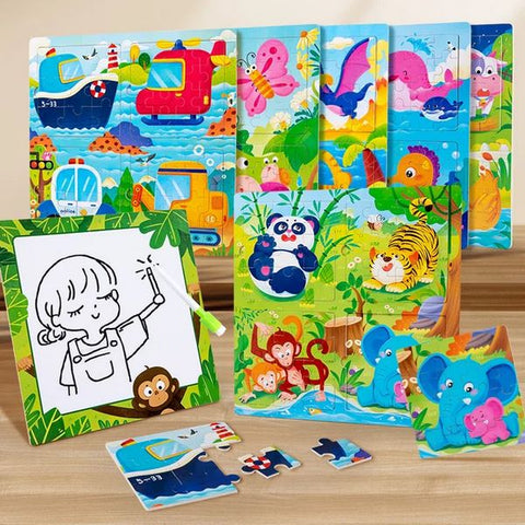 wooden 4in1 jigsaw puzzle 1pc random design will be shipped - EKT2840