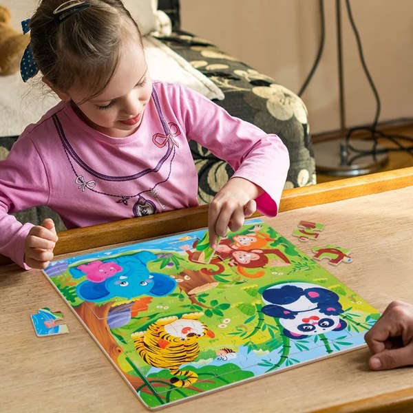 wooden 4in1 jigsaw puzzle 1pc random design will be shipped - EKT2840