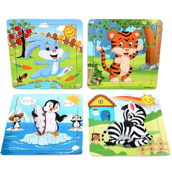 wooden 4in1 jigsaw puzzle 1pc random design will be shipped - EKT2840