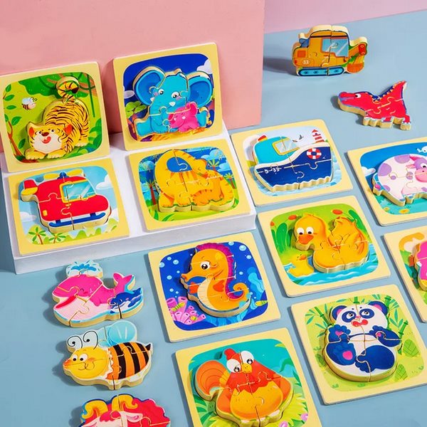 wooden small chunkey jigsaw puzzle 1 pc random design will be shipped  - EKT2841